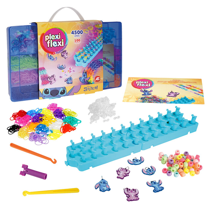 Plexi Flexi Disney Stitch Large Case with 4500 Rubber Bands & 100 Accessories for Ages 5+