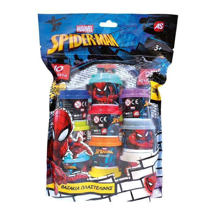 10 Βαζάκια Πλαστελίνης 1ΟΖ Σε Σακουλάκι Spider-Man Evergreen