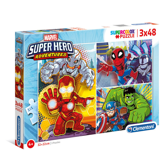 Clementoni Παιδικό Παζλ Super Color Marvel Superhero 3x48 τμχ