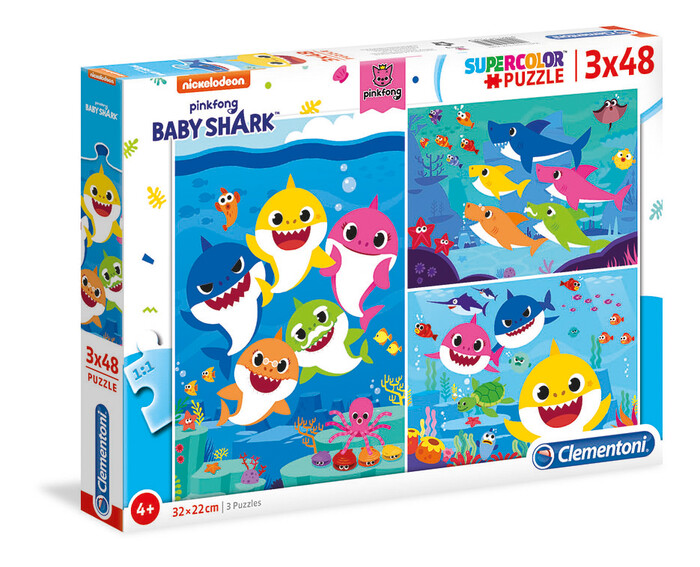 Clementoni Kids Puzzle Super Color Baby Shark 3x48 pcs