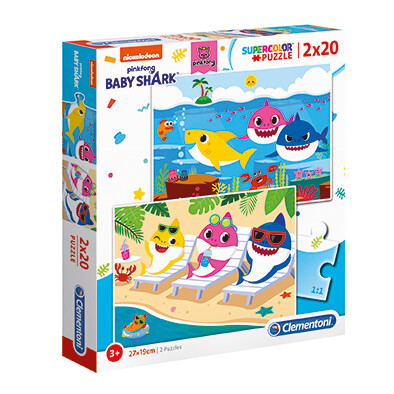 Clementoni Παιδικό Παζλ Super Color Baby Shark 2x20 τμχ