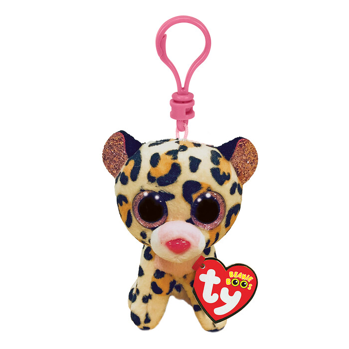 TY Beanie Boos Livvie Χνουδωτό Μπρελόκ Λεοπάρδαλη Καφέ Και Ροζ 8.5εκ