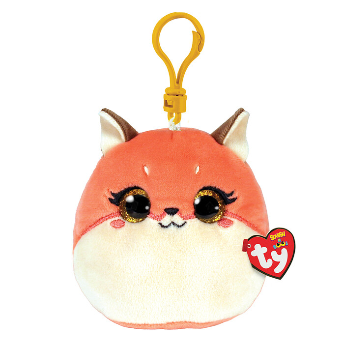 TY Squishy Beanies Roxie Χνουδωτό Μπρελόκ Αλεπού Λευκό Και Πορτοκαλί