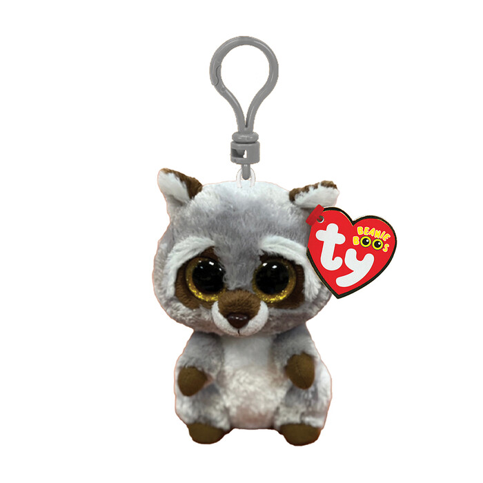 TY Beanie Boos Oakie Χνουδωτό Μπρελόκ Ρακούν Γκρι 8.5εκ