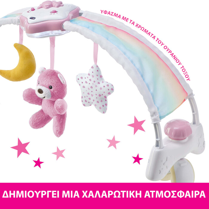 Chicco Βρεφικό Παιχνίδι Κούνιας Rainbow Sky Ροζ Για 0+ Μηνών