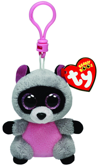 TY Beanie Boos Plush Key Chain Raccoon Grey 8.5cm