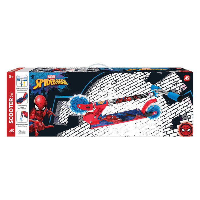 AS Scooter Spiderman with Light-Up Wheels For 5+ Ages
