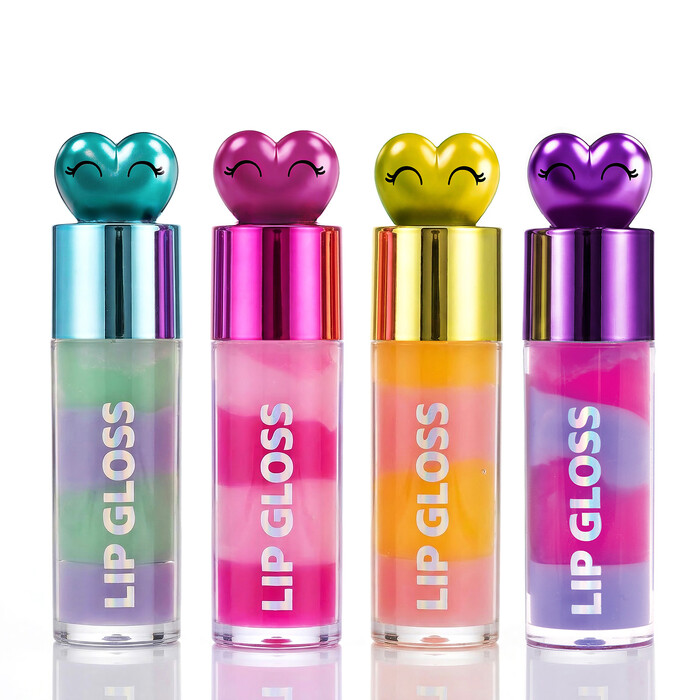 HappiHobbi Lip Gloss Sparkle Love 4 Designs For 6+ Ages
