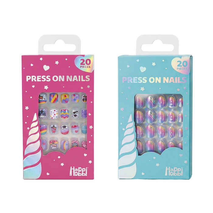 HappiHobbi Press-on Nails Sparkle Love 2 Desings For 6+ Ages