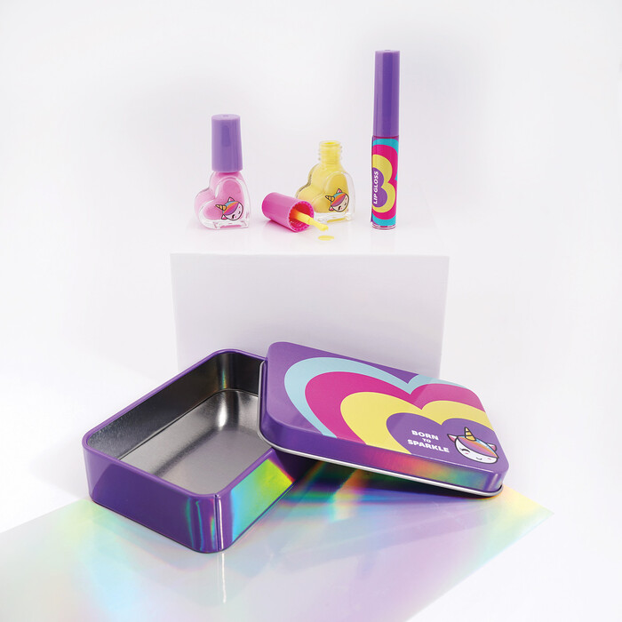 HappiHobbi Beauty Set with Case Sparkle Love 2 designs For 6+ Ages