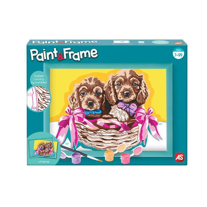 Paint & Frame Paint by Numbers Αdorable Puppies Για Ηλικίες 9+ Χρονών
