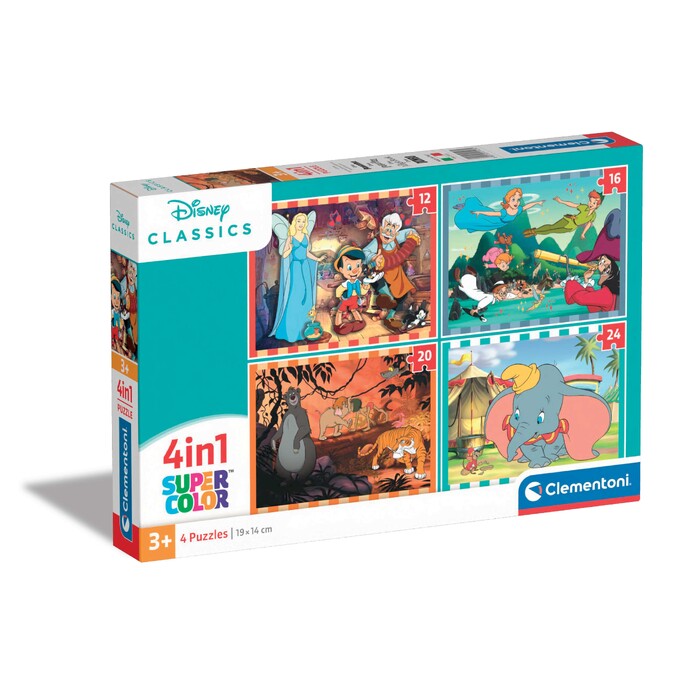 Clementoni Kids Puzzle 4 in 1 Super Color Disney Classic 12-16-20-24 pcs