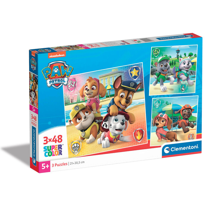 Clementoni Kids Puzzle Super Color Nickelodeon Paw Patrol 3x48 pcs