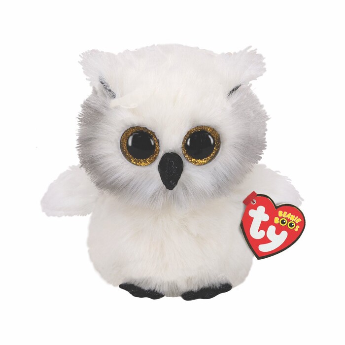 TY Beanie Boos Austin Χνουδωτό Κουκουβάγια Χιονούλα Λευκό 15εκ