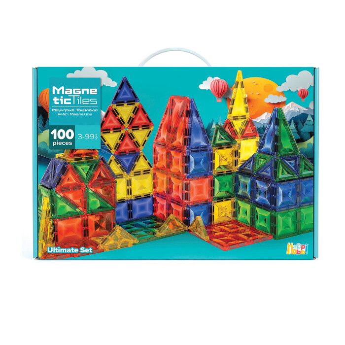 HappiHobbi Magnetic Blocks Ultimate Set 100 pcs For 3+ Years
