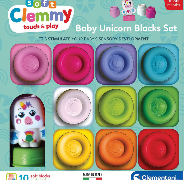 Soft Clemmy Set of 10 Soft Bricks & Figure Unicorn For 3+ Ages