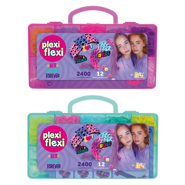 Plexi Flexi BFF Case 2400 Rubber Bands & 12 Accessories For 5+ Ages