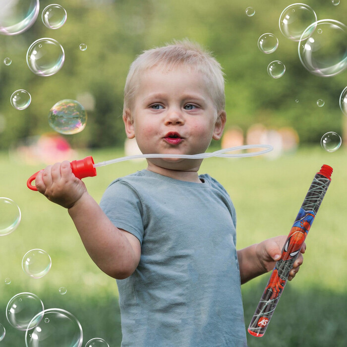 AS Spider-Man Bubble Wand (2 Designs) in Display For 3+ Ages
