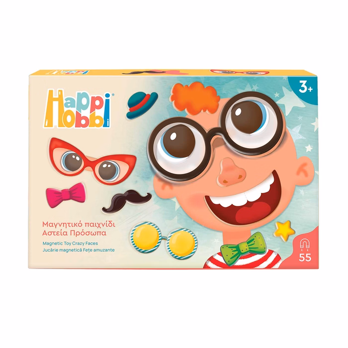 HappiHobbi Funny Faces 55 Educational Paper Magnets For Ages 3+