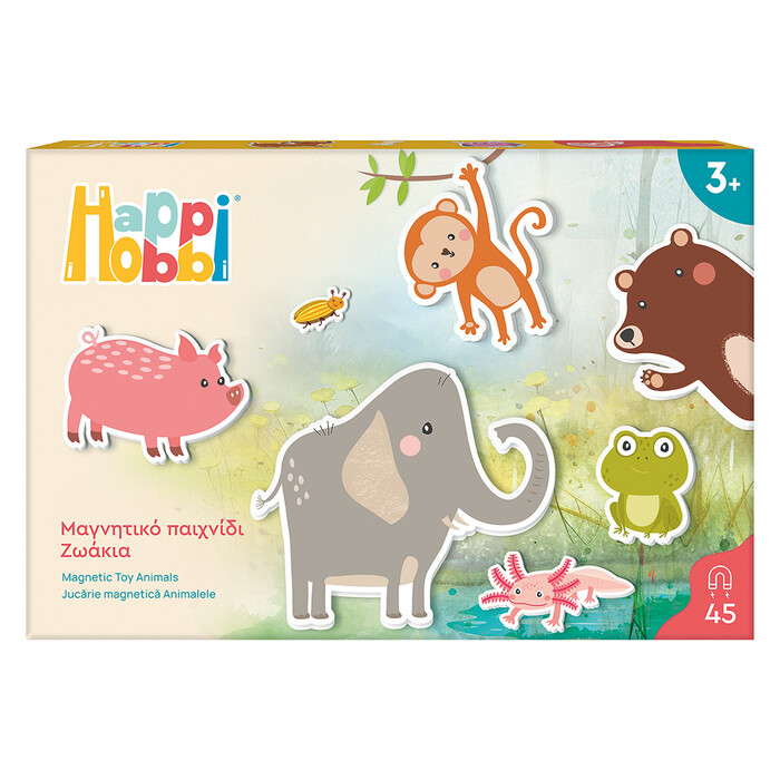 HappiHobbi Ζωάκια 45 Εκπαιδευτικοί Χάρτινοι Μαγνήτες Για 3+ Χρονών