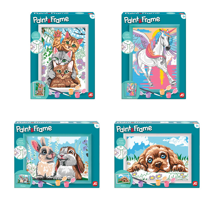 Paint & Frame Paint by Numbers | Funny Kitties - Cute Bunnies - Loving Puppy - Magic Unicorn | Για 9+ Χρονών