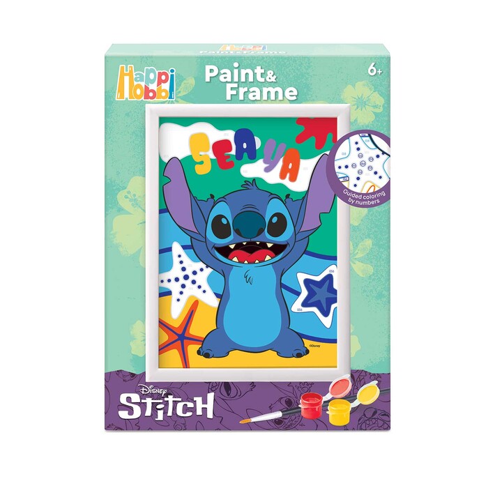 HappiHobbi Paint & Frame | Paint by Numbers - Disney Stitch | For Ages 6+
