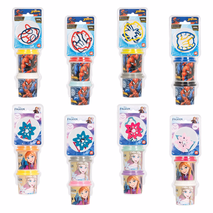 AS Πλαστελίνη Disney Frozen & Marvel Spiderman Σετ 2 Βαζάκια Με 2 Cutters 228gr Για 3+ Χρονών