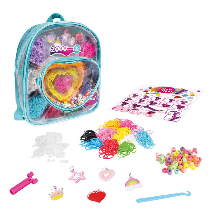 Plexi Flexi Backpack with 2000 Rubber Bands & 35 Accessories for Ages 5+