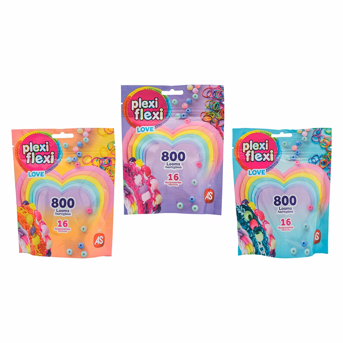 AS Plexi Flexi Love Σακουλάκι Με 800 Λαστιχάκια & 16 Αξεσουάρ Για Ηλικίες 5+ Χρονών