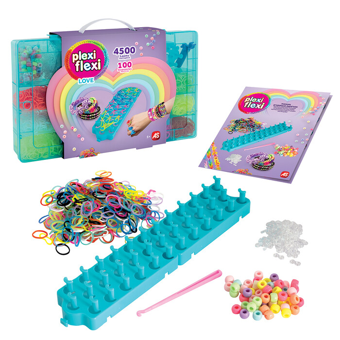 AS Plexi Flexi Love Large Case With 4500 Looms & 100 Charms For Ages 5+