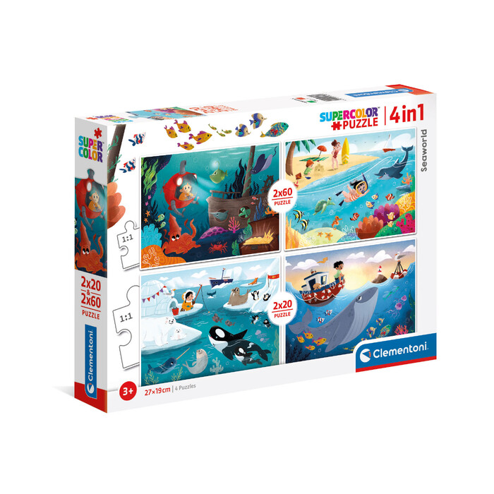 Clementoni Παιδικό Παζλ Super Color Ο Κόσμος Της Θάλασσας 2x20 - 2x60 τμχ