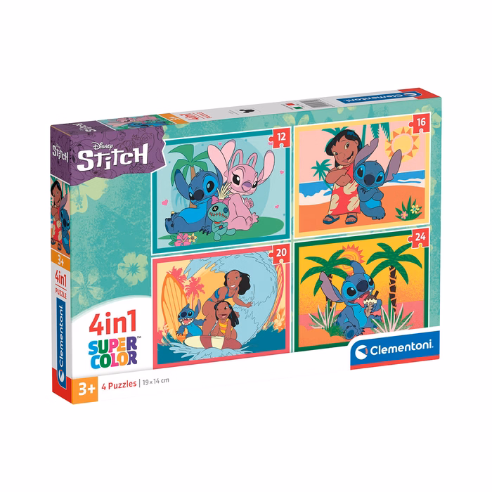 Clementoni Παιδικό Παζλ 4 in 1 Super Color Disney Stich 12-16-20-24 τμχ