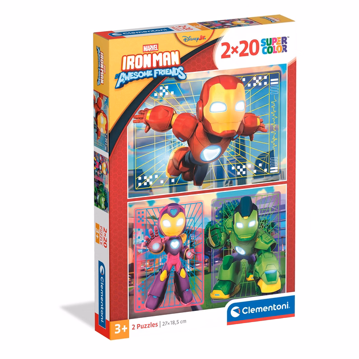 Clementoni Kids Puzzle Super Color IronMan And His Awesome Friends 2x20 pcs