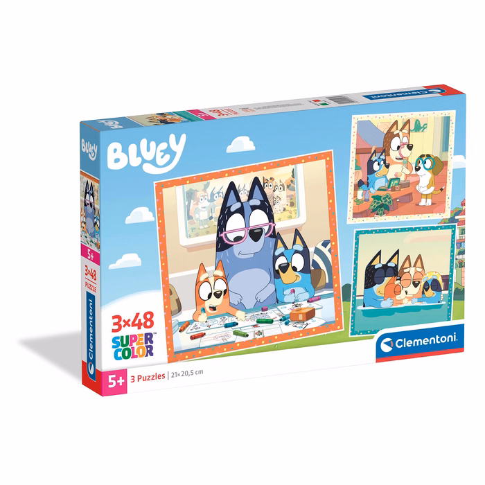 Clementoni Kids Puzzle Super Color Bluey 3x48 pcs