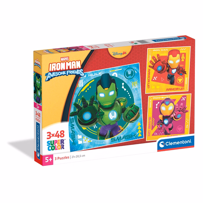 Clementoni Kids Puzzle Super Color IronMan and His Awesome Friends 3x48 pcs