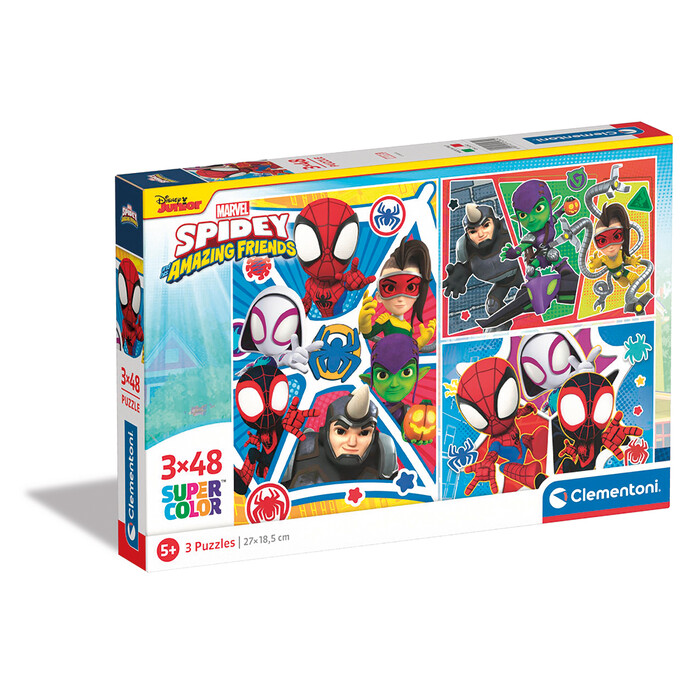 Clementoni Kids Puzzle Supercolor Marvel Spidey And His Amazing Friends 3x48 pcs
