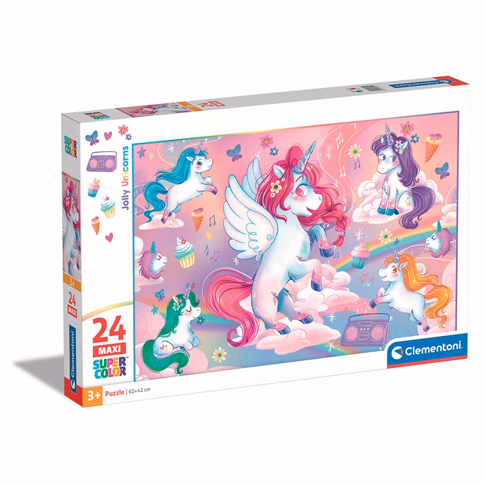 Clementoni Kids Puzzle Maxi Super Color Jolly Unicorns 24 pcs