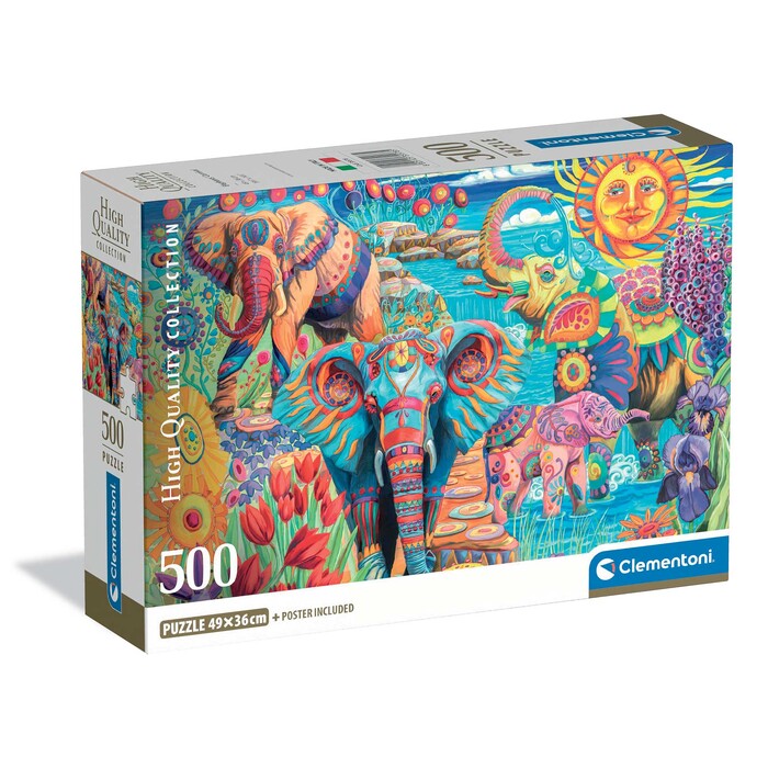 Clementoni Παζλ High Quality Collection Γιορτή Ελεφάντων 500 τμχ - Compact Box