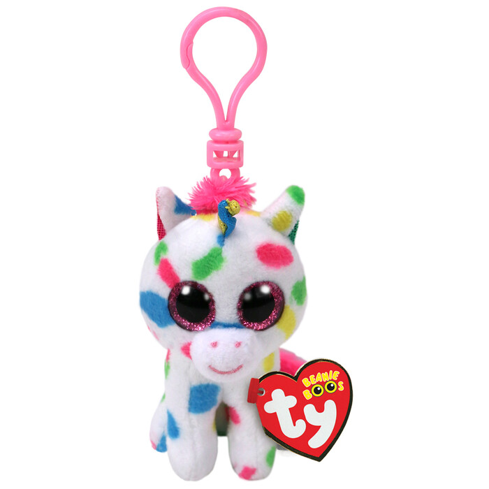 TY Beanie Boos Harmonie Χνουδωτό Μπρελόκ Μονόκερος Πιτσιλωτός Λευκό 8.5εκ