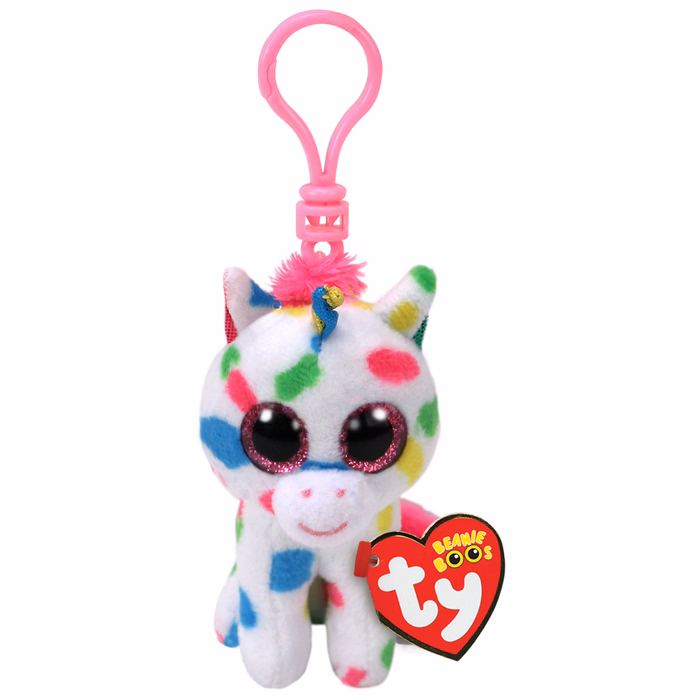 TY Beanie Boos Harmonie Plush Key Chain Unicorn White 8.5cm