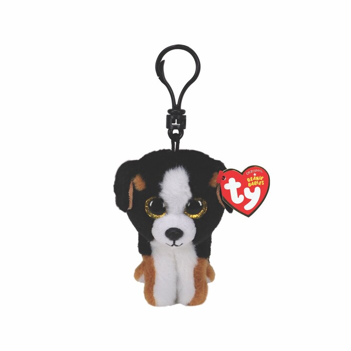 TY Beanie Boos Roscoe Plush Key Chain Dog White And Brown 8.5cm