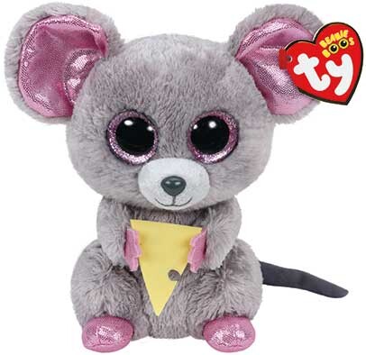 TY Beanie Boos Squeaker Χνουδωτό Ποντικάκι Με Τυρί Γκρι 15εκ