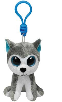 TY Beanie Boos Slush Χνουδωτό Κλιπ Σκυλάκι Λευκό Και Γκρι 8.5εκ