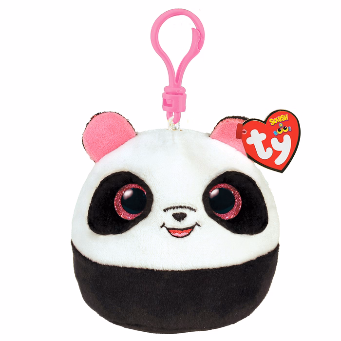 TY Squishy Beanies Bamboo Plush Key Chain Panda White And Black