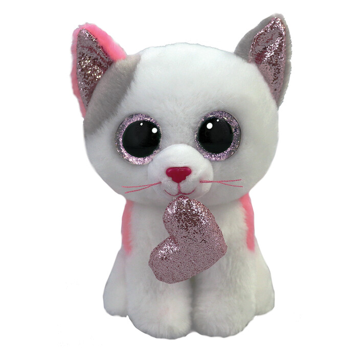 TY Beanie Boos Milena Plush Cat White With Heart 15cm