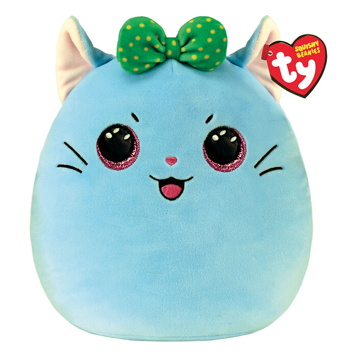 TY Squishy Beanies Kirra Plush Kitty Blue 25cm