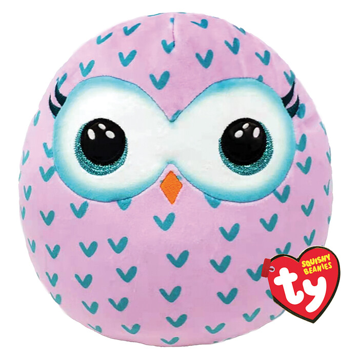 TY Squishy Beanies Winks Plush Owl Pink 30cm