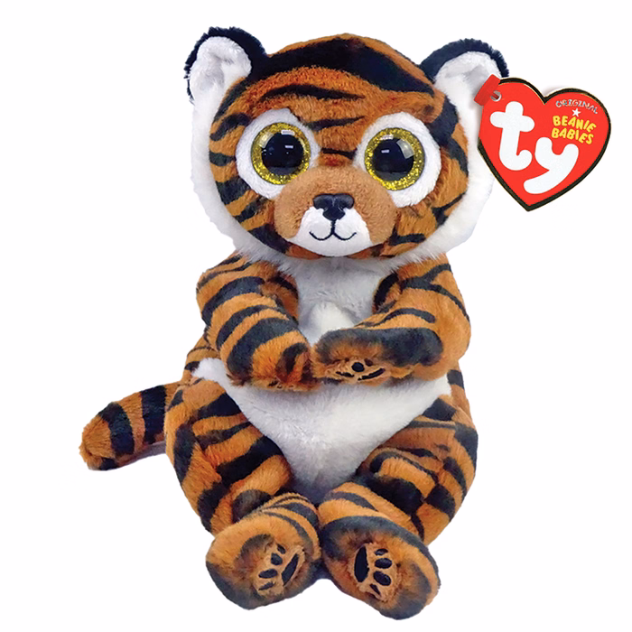 TY Beannie Bellies Clawdia Plush Tiger Brown 15cm