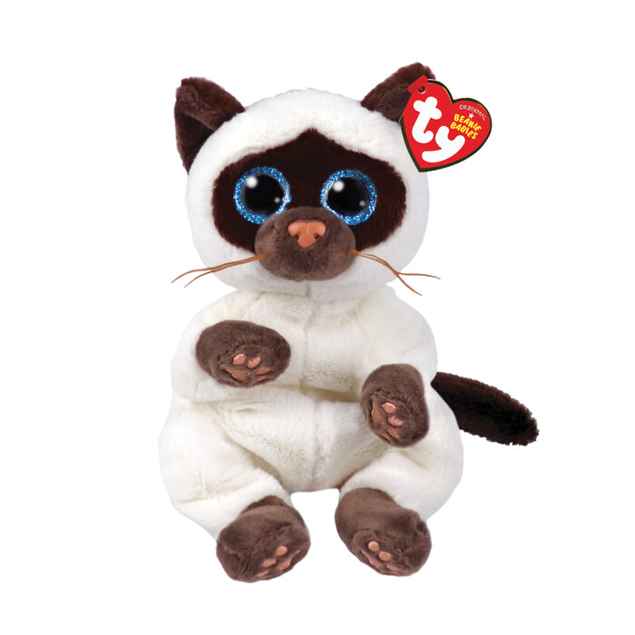 TY Beannie Bellies Miso Plush Cat Siamese White 15cm