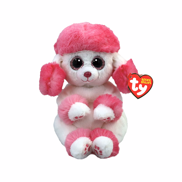 TY Beanie Bellies Heartly Χνουδωτό Σκυλάκι Λευκό Και Ροζ 15εκ